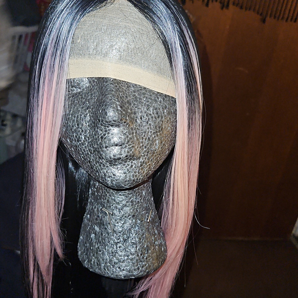 Black and Pink. Black And Platinum Ombre Lace Front Wig